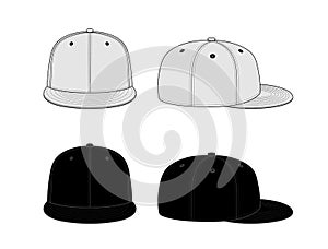 Baseball cap template vector illustration set