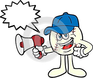 Baseball Cartoon Mascot With A Megaphone