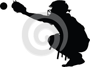 Baseball catcher silhouette