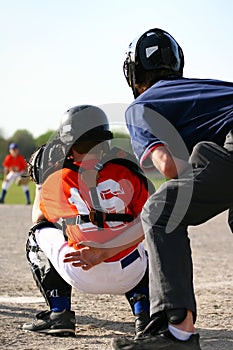 Baseball catcher and umpire