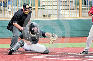 Baseball Catcher with Umpire