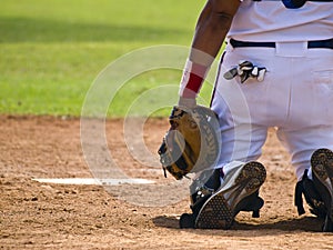 Baseball Catcher waiting for the ball