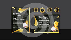 Baseball Certificate Design With Gold Cup Set Vector. baseball. Sports Award Template. Achievement Design. Graduation. Winner
