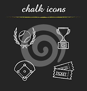 Baseball chalk icons set