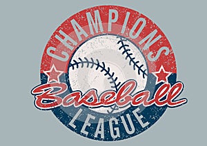 Baseball Champions league distressed print