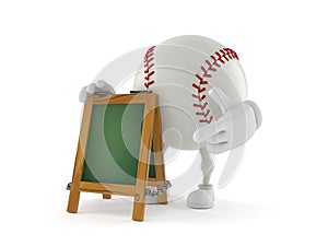 Baseball character with chalk signboard