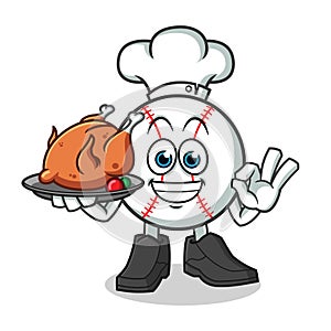 Baseball chef mascot vector cartoon illustration