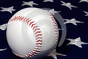 Baseball close-up on flag