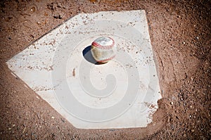 Baseball Close Up on Home Plate