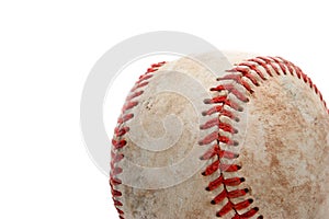 Baseball close up over white