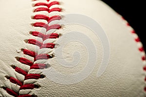 Baseball close up with red seams