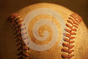 Baseball closeup showing stitches and seams