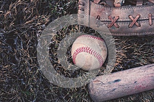 Baseball Concept with equipment on field