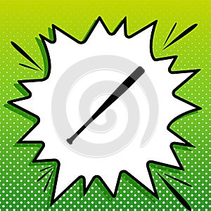 Baseball Crossed Bat icon. Black Icon on white popart Splash at green background with white spots. Illustration