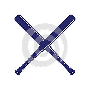 Baseball crossed bats. Criss cross bats. Flat vector illustration photo