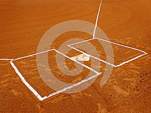 Baseball Diamond Base or Plate White Against Dark Dirt for Competition and Playing Game