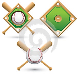 Baseball diamonds, balls, and bats