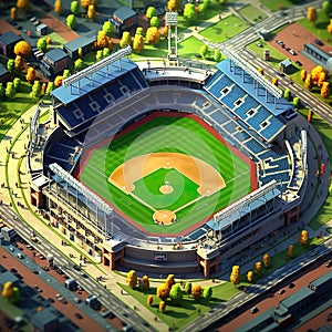 Baseball Diamonds baseball fields for games with pitchers batters excitement of baseball 3D isometric