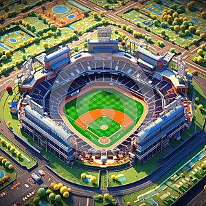 Baseball Diamonds baseball fields for games with pitchers batters excitement of baseball 3D isometric
