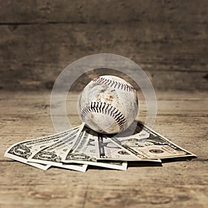 Baseball and dollars, concept sport betting