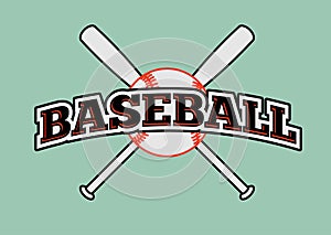 Baseball emblem with crossed bats and ball. Baseball typographical vintage style poster. Vector illustration.