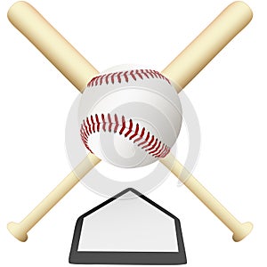 Baseball Emblem crossed bats over home plate photo