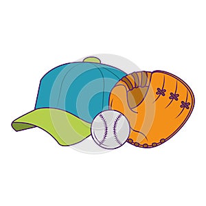 Baseball equiment elements icon cartoon
