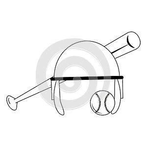 Baseball equiment elements icon cartoon in black and white