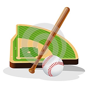 Baseball Field and Ball Vector Illustration