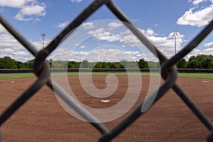 Baseball field through diamond shaped opening