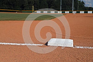 Baseball field infield first base line