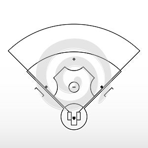 Baseball field markup. Outline of lines on an baseball field.