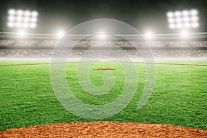 Baseball Field in Outdoor Stadium With Copy Space