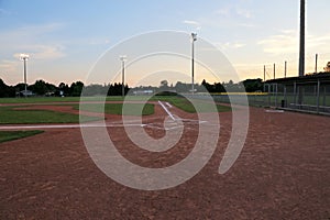 Baseball Field at Sunset