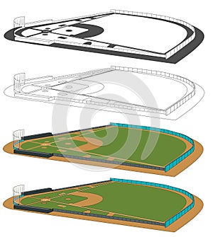 Baseball fields vector illustration. Infographics for web pages, sports broadcasts, strategies backgrounds.