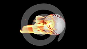 Baseball on Fire, Alpha Channel, stock footage