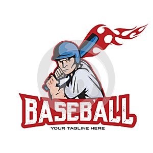 Baseball fire logo design template