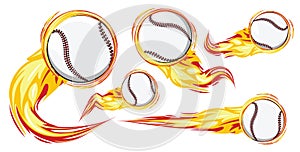 Baseball on the fire symbols speed set