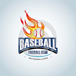 Baseball fireball sport badge logo design template and some elements for logos, badge, T-shirt screen and printing.