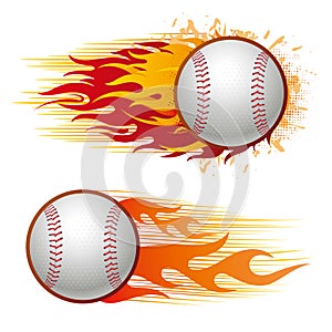 baseball with flames