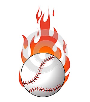 Baseball with flames vector