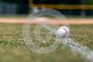 Baseball on foul line background