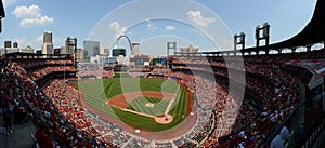 A baseball game at Busch Stadium