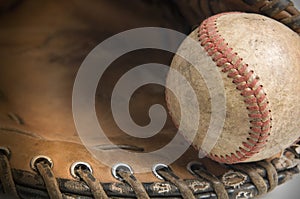 Baseball in glove