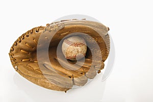 Baseball in glove.