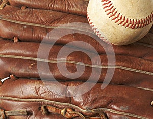 Baseball on glove