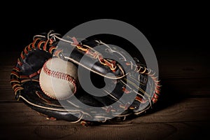 Baseball glove and ball