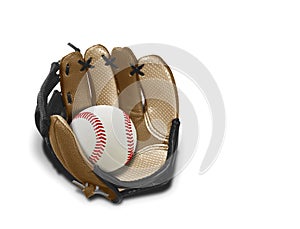 Baseball glove and ball