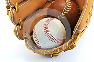 Baseball glove and ball isolated