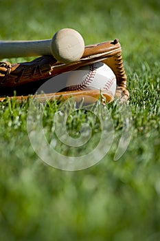 Baseball Glove, Bat and Ball